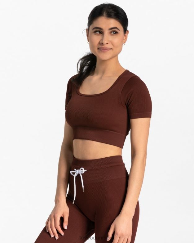 Kvinder mahogni tøj TEVEO ribbet crop top D40RN440