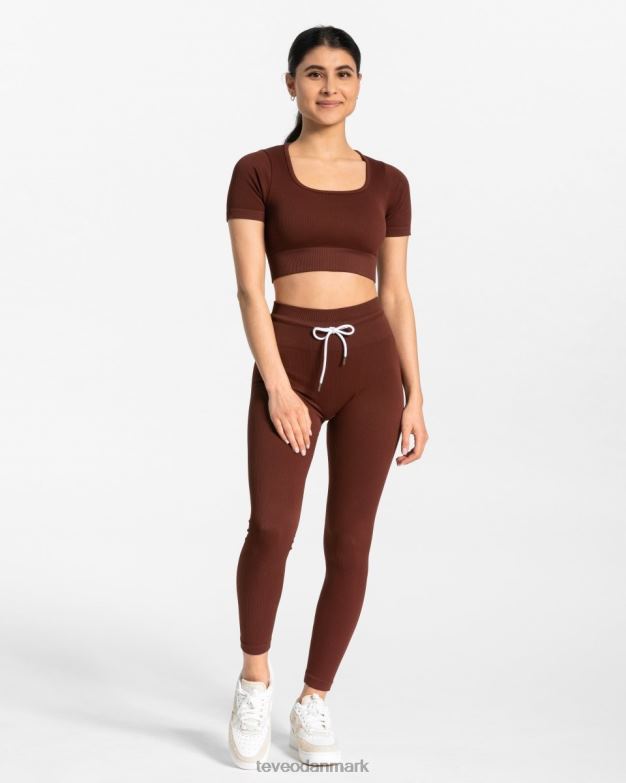 Kvinder mahogni tøj TEVEO ribbet crop top D40RN440