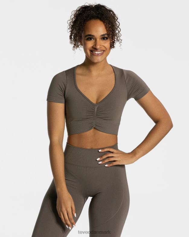 Kvinder taupe tøj TEVEO fokus crop top D40RN461