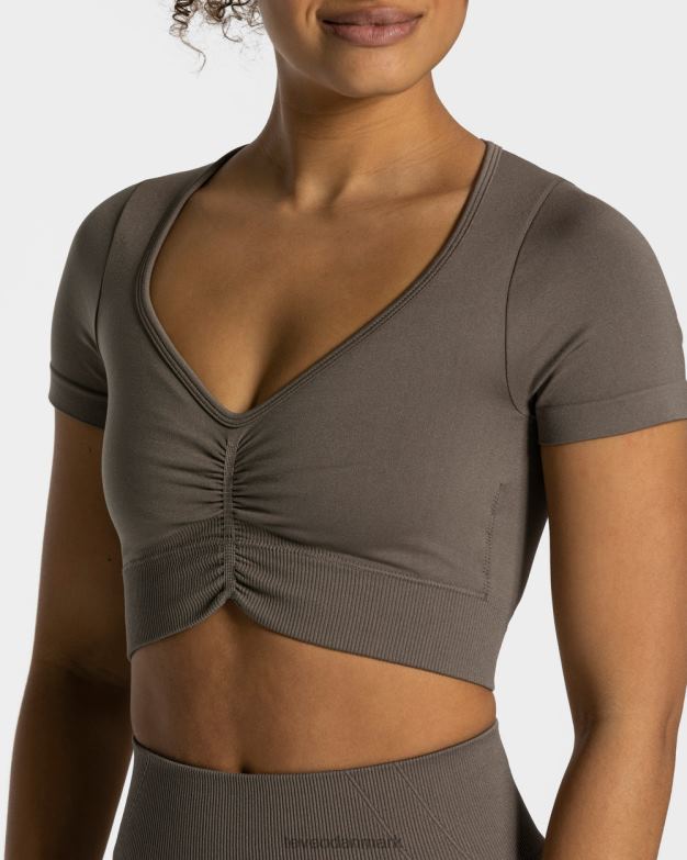 Kvinder taupe tøj TEVEO fokus crop top D40RN461