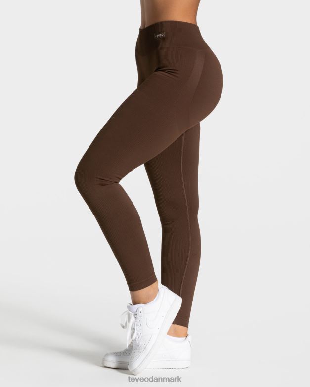 Kvinder mørkebrun tøj TEVEO elegante scrunch leggings D40RN153